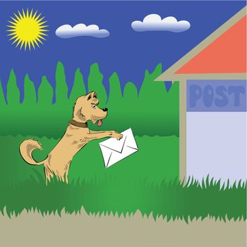 colorful illustration with dog and letter for your design