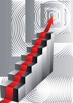 stairs with an arrow. concept of growth