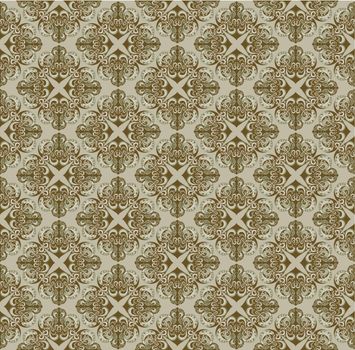 brown pattern in Gothic style with curls on a gray background