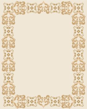 rectangular frame with brown gothic design on a beige background