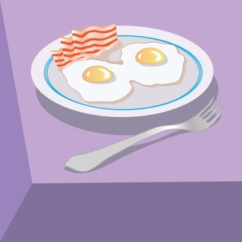 colorful illustration with eggs and bacon for your design