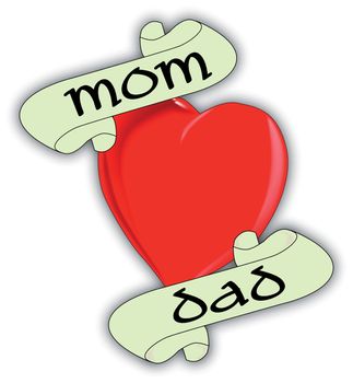 A 'Mom and Dad' logo or iconic tattoo style image.