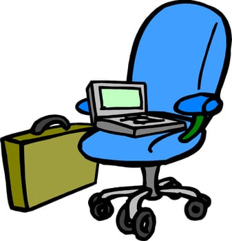 Modern office chair,computer and case