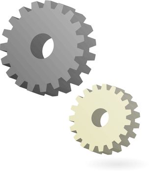 3d dimensional gear of gray and dirty white or cream colors