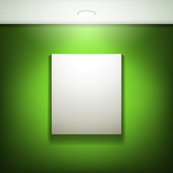 The white frame on a green wall.