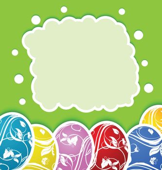 Illustration Easter card with set colorful ornate eggs - vector