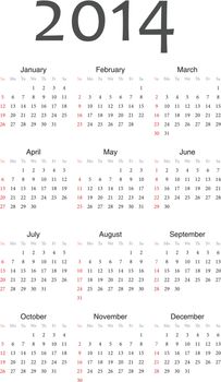 Simple european 2014 year vector calendar