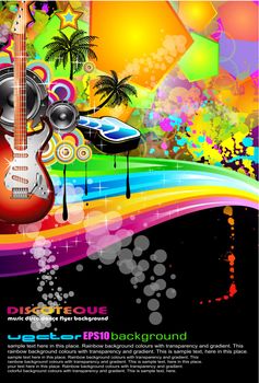 Tropical Music Event Disco Flyer with rainbow colours