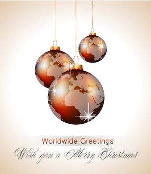 Worlds Christmas Baubles Background for Elegant Invitation Flyer or Brochure