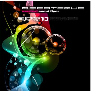 Music Disco Flyer With Raibow Colours and Stunning Lights