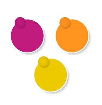 Set of purple, orange and yellow circle blank labels