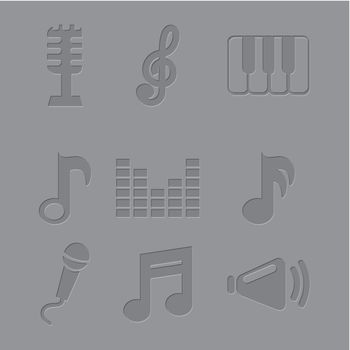 music icons over gray background. vector illustration