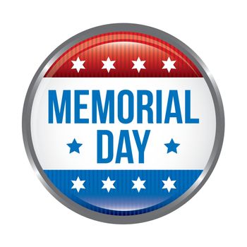 memorial day button over white background. vector illustration