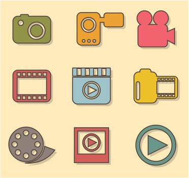 video icons over beige background. vector illustration