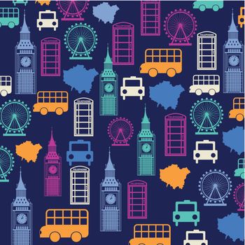 london pattern over blue background. vector illutration