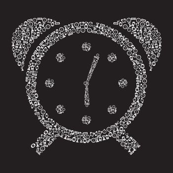 clock icons over black background. vector illustration