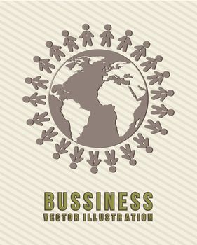 business illutration, people over planet. vector background