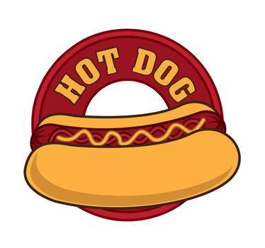 hot dog sign over white background. vector illustration