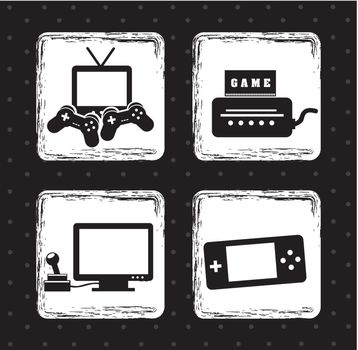 video game icons over black background. vector illustration