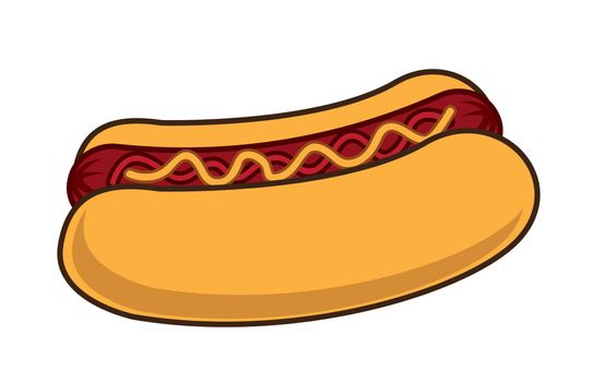 hot dog cartoon over white background. vector illustration