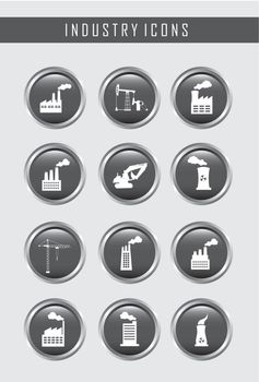 industry buttons over gray background. vector illustration