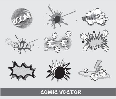 gray comic icons over gray background. vector illustration
