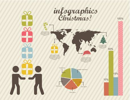 infographics of christmas, vintage style. vector illustration