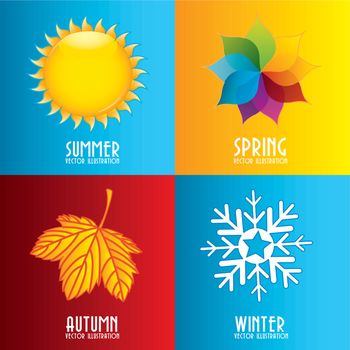 four season elements over colorful background. vector illustration