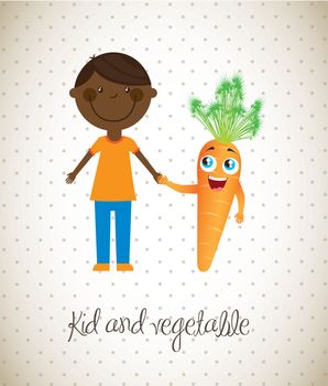 happy boy with carrot vegetable. vector illustration