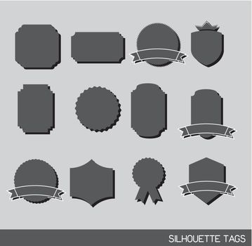 gray silhouette labels over gray background. vector illustration