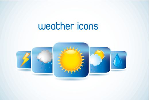 weather icons with shadow over white background. vector 