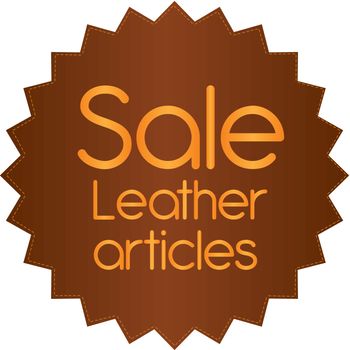 leather label with sale text isolated over white background. vector
