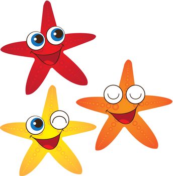 starfish cartoons isolated over white background. vector