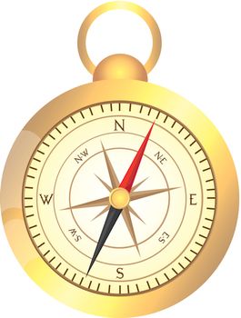 gold compass isolated over white background. vector illustration