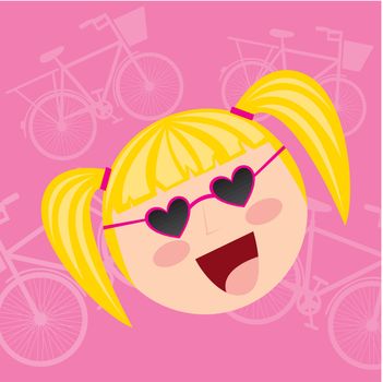 cute girl cartoon over pink background vector illustration