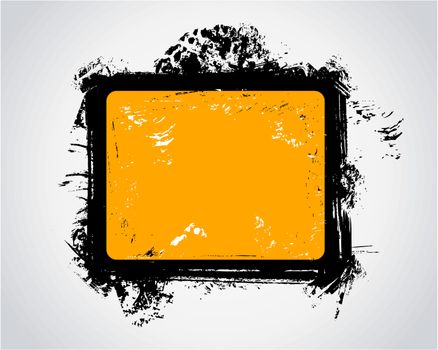 Grunge frame in black and orange color. Vector illusration.