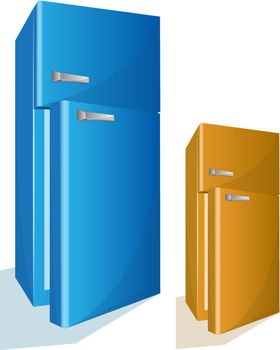 Vector illustration of simple refrigerator with opened door
