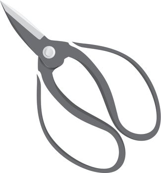 Traditional style antique metal Japanese Bonsai shears/scissors isolated on a white background. Vector illustration.