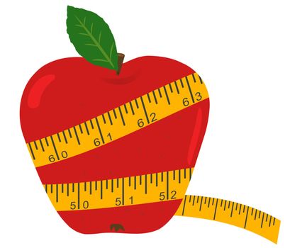 Vector apple with measuring tape