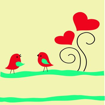 CutCute greetings card with birds on a swinge greetings card with birds on a swing