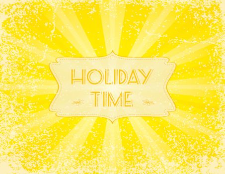 Holiday sunbeam textured background with retro banner. EPS10.
