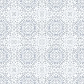 Blue Vector Seamless Illustration of Tangier Grid, Abstract Guilloche Background