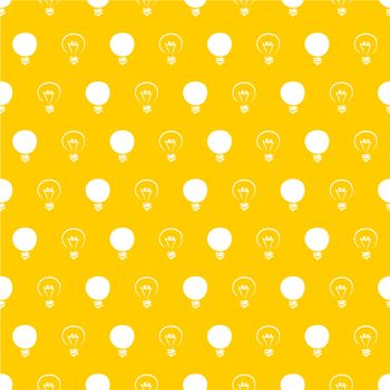Seamless vector pattern, background or texture with white light bulbs on sunny yellow background for website backgrounds, blogs, www, scrapbooks, invitations and cards. Sign of creative invention