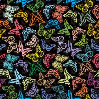 Seamless pattern with stylized vector butterflies 