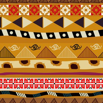 Seamless pattern with elements of tribal embroidery