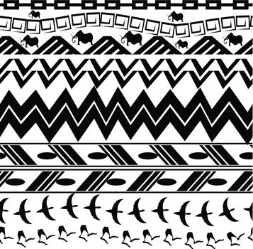 Monochrome seamless texture in tribal style