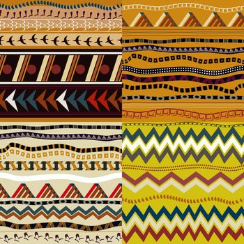 Set of seamless patterns in African style
