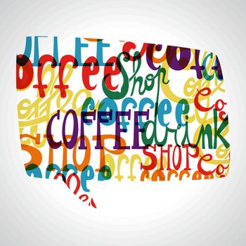 Colorful coffee shop social bubble shape .EPS10 file version. This illustration contains transparencies and is layered for easy manipulation and custom coloring.