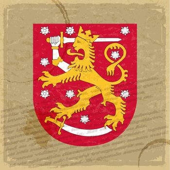 Finland coat of arms on an old sheet of paper