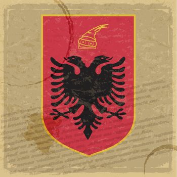 Coat of arms of Albania on the old postage stamp